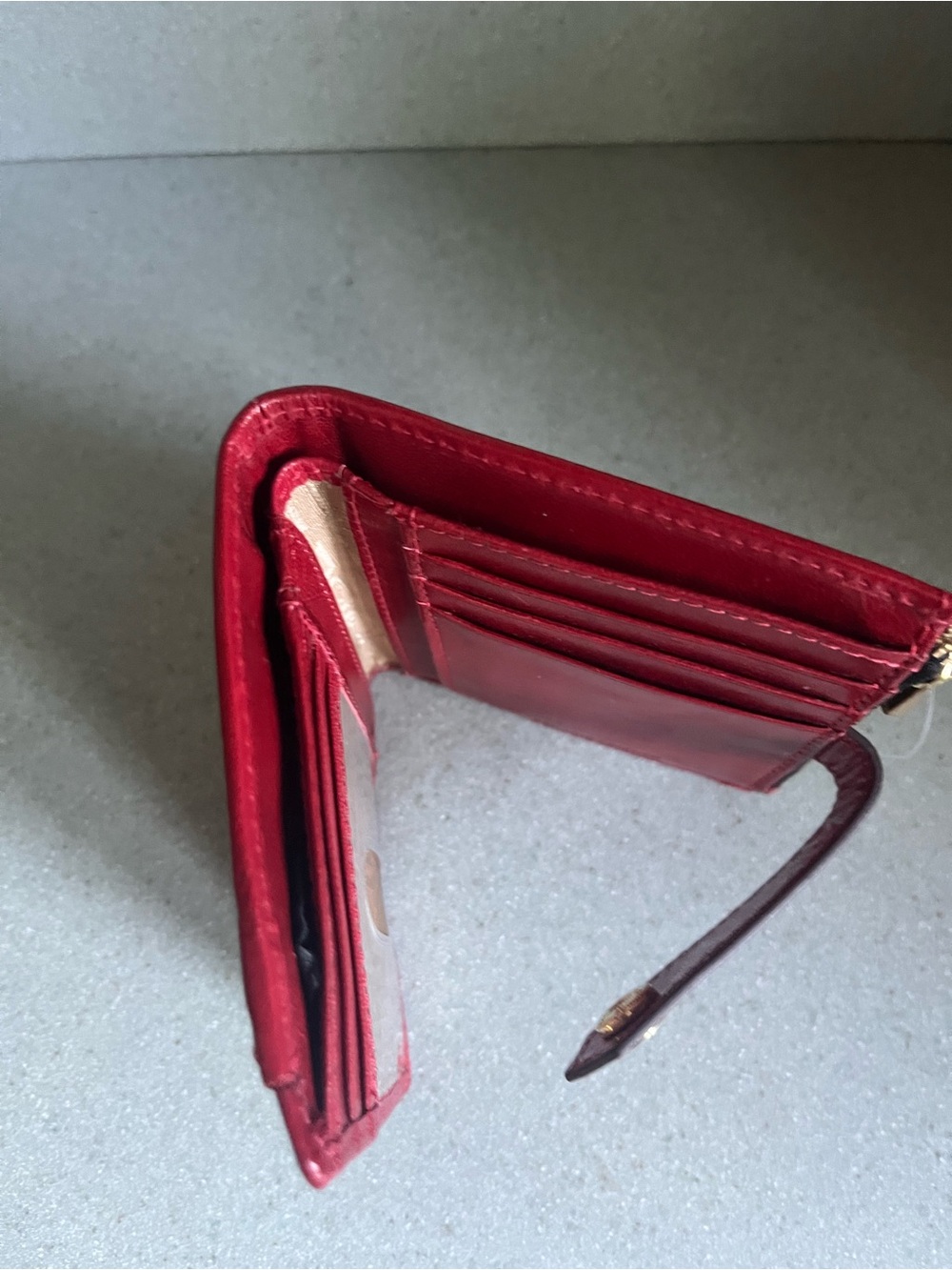 Lodi’s Red Leather Compact slim Card Wallet New - Picture 2 of 5
